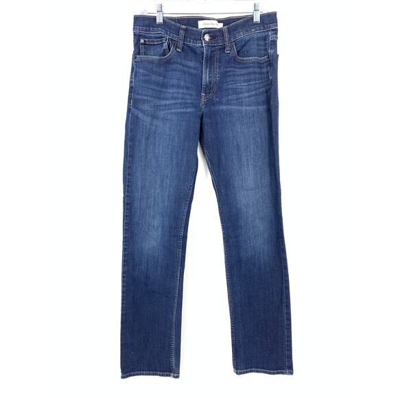 Calvin Klein Jeans Straight Leg Mens Size 31" X 32" Dark Wash Stretch Denim - Picture 1 of 8